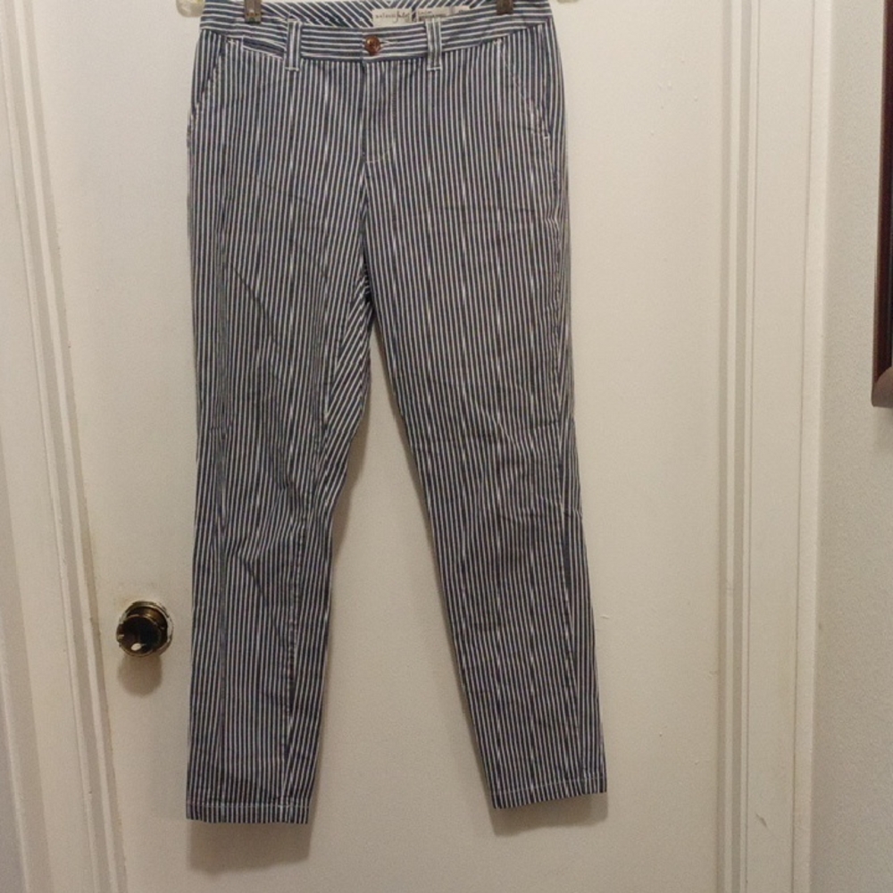 Maison Jules Blue and White Striped Pants